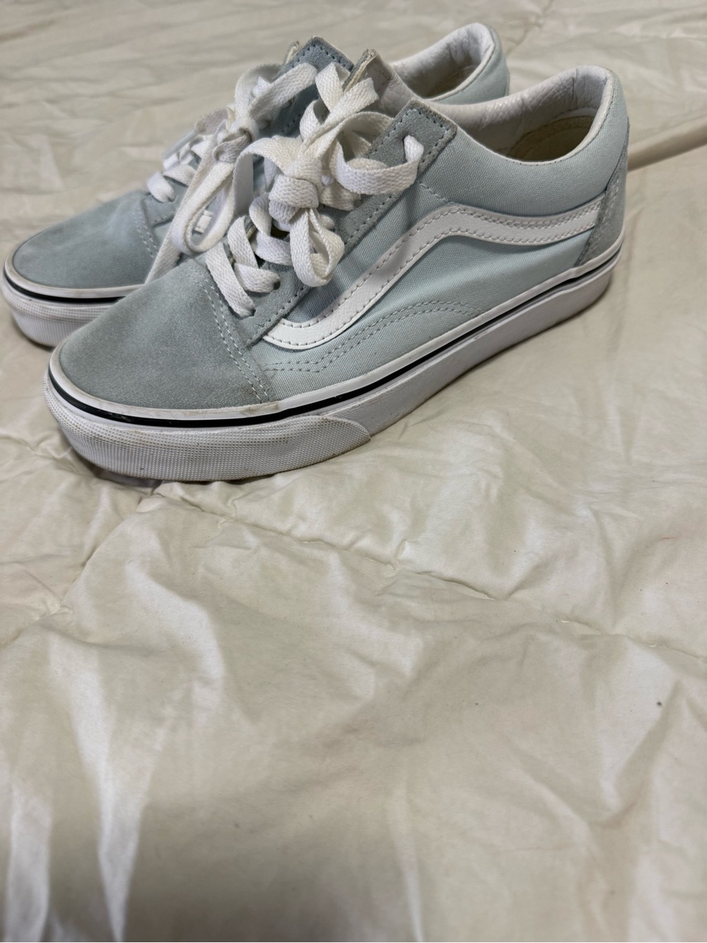 Vans Old Skool Sneakers in Pale Blue and White